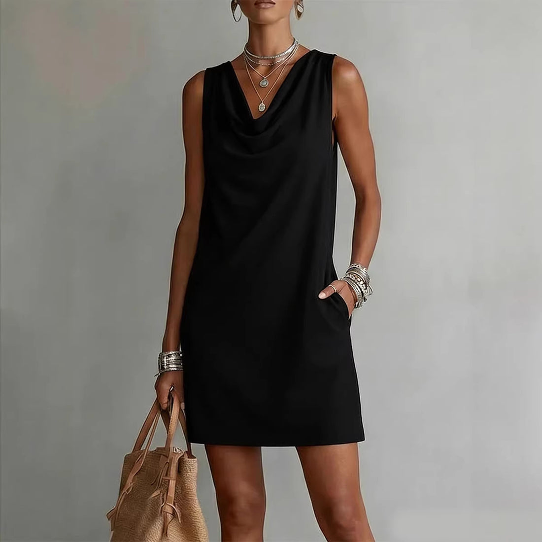 Fashionable Womens Off-shoulder Sleeveless Dress