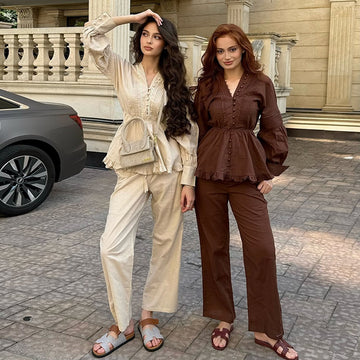 Women's Long-Sleeve Shirt Fashionable Casual Set